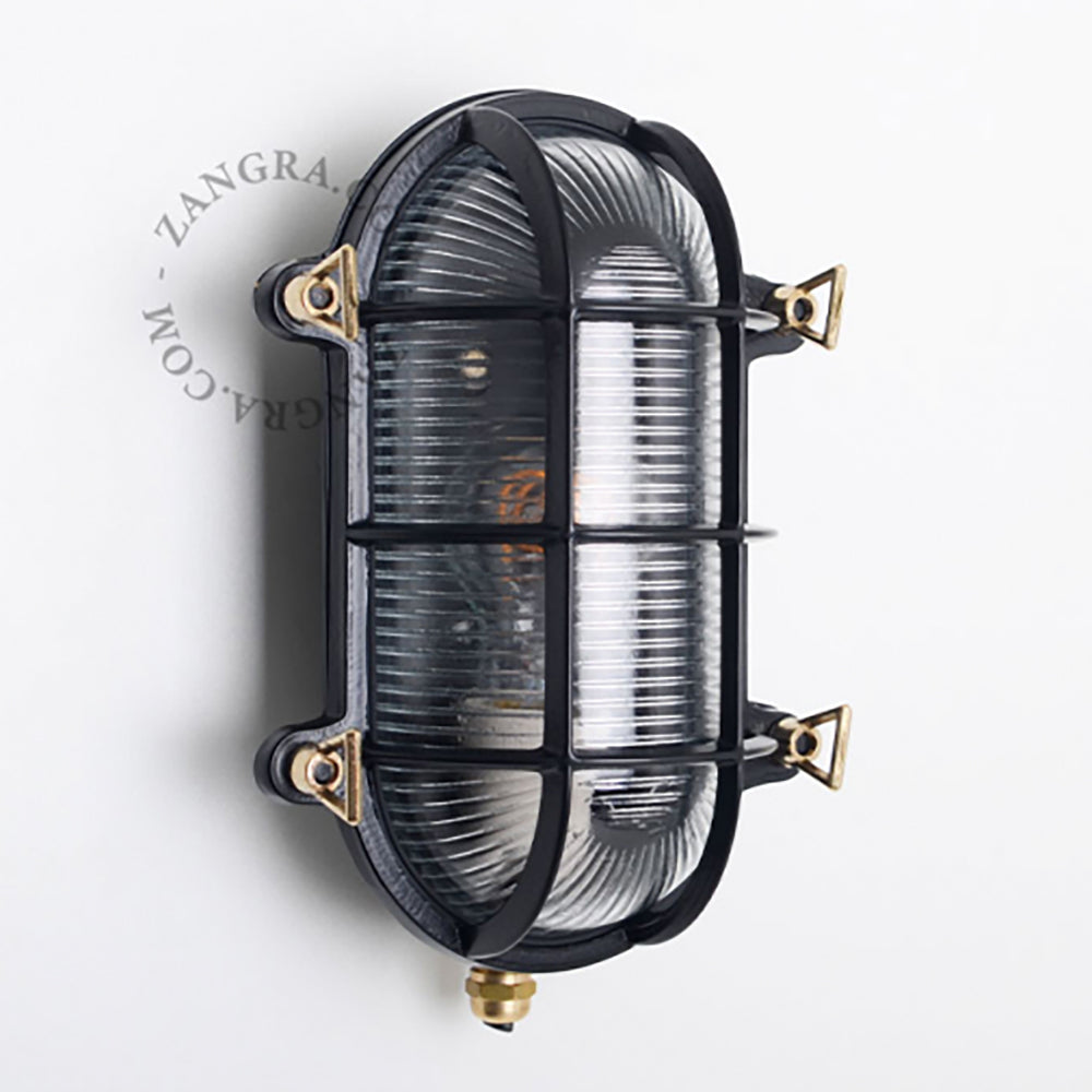 BULLAUGE OVAL SCHWARZES MESSING – WANDLEUCHTE GROSS (8477266247893)