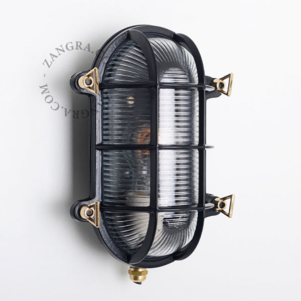 BULLAUGE OVAL SCHWARZES MESSING – WANDLEUCHTE GROSS (8477266247893)