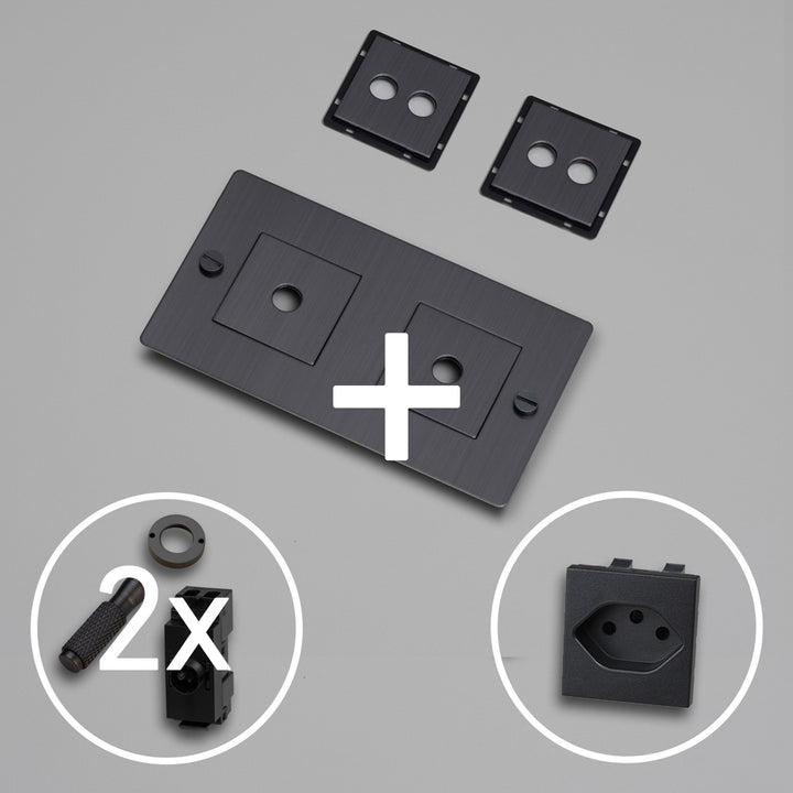 KIT 2G - DOPPEL-KIPPSCHALTER MIT SCHWEIZER STECKDOSE TYP J (T13)