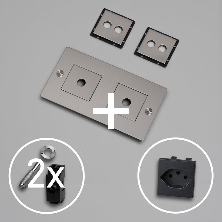 KIT 2G - DOPPEL-KIPPSCHALTER MIT SCHWEIZER STECKDOSE TYP J (T13)