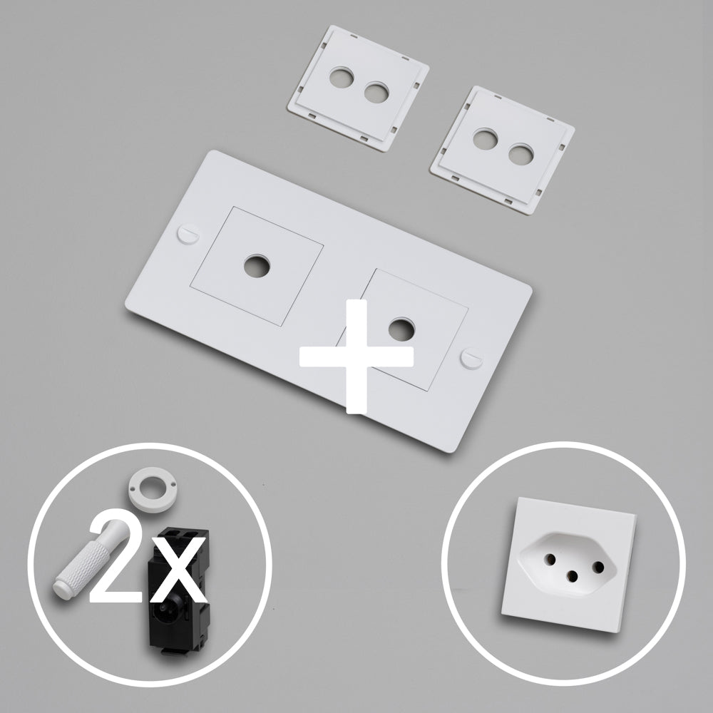 KIT 2G - DOPPEL-KIPPSCHALTER MIT SCHWEIZER STECKDOSE TYP J (T13)