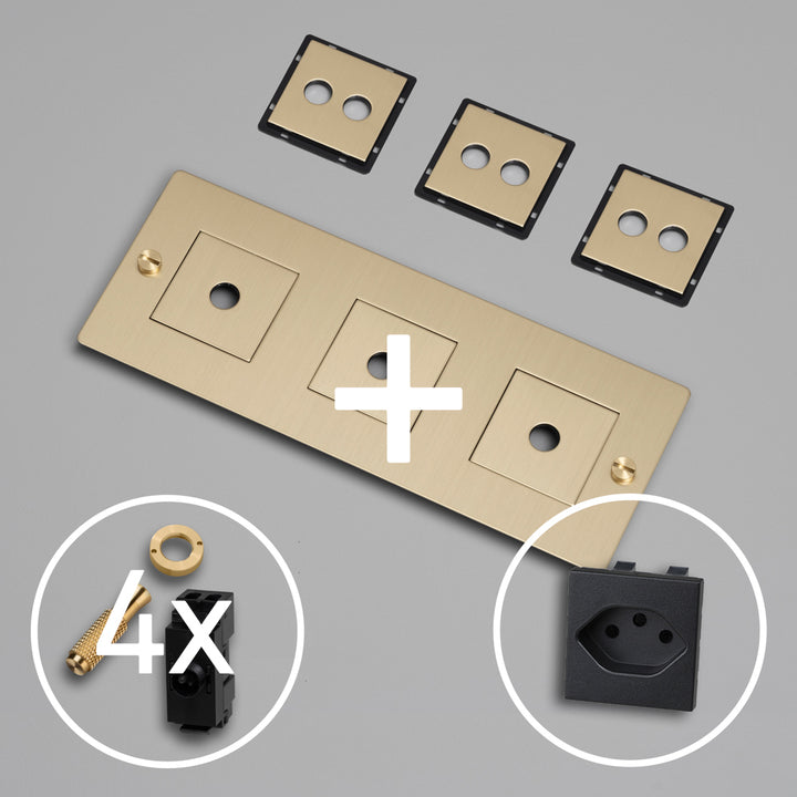 KIT 3G - 2x DOPPEL-KIPPSCHALTER MIT SCHWEIZER STECKDOSE TYP J (T13)