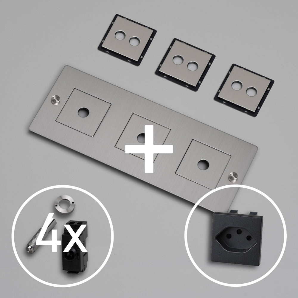 KIT 3G - 2x DOPPEL-KIPPSCHALTER MIT SCHWEIZER STECKDOSE TYP J (T13)
