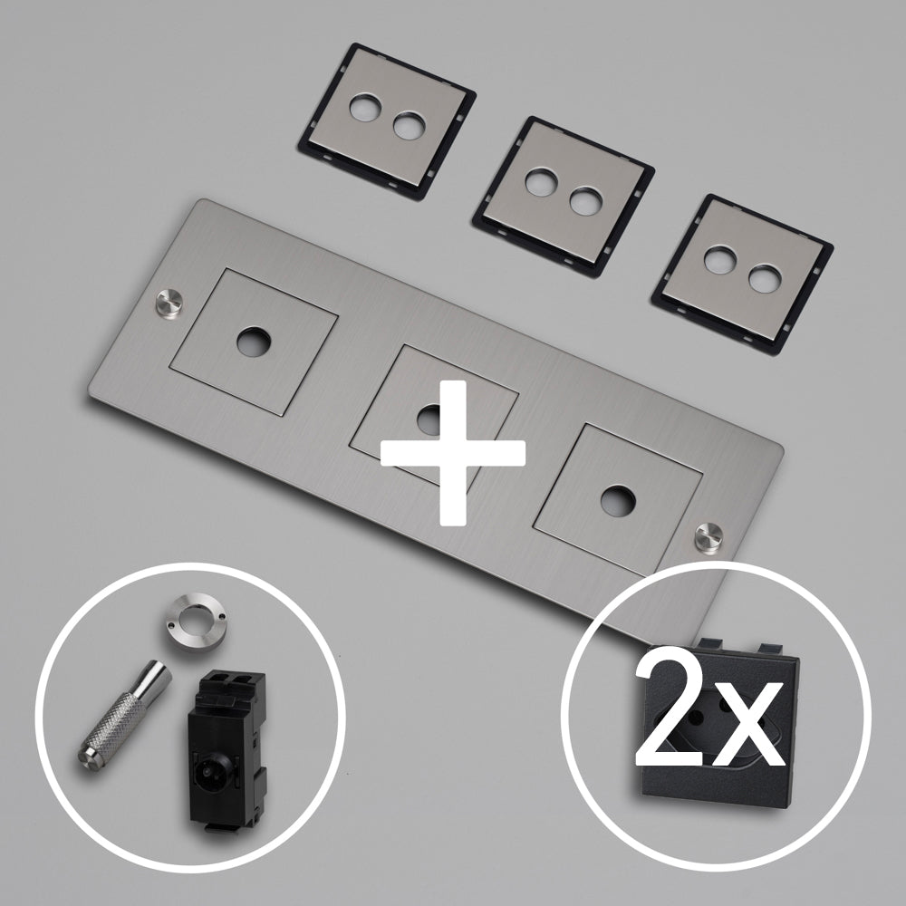 KIT 3G - EINZEL-KIPPSCHALTER MIT 2x SCHWEIZER STECKDOSE TYP J (T13)