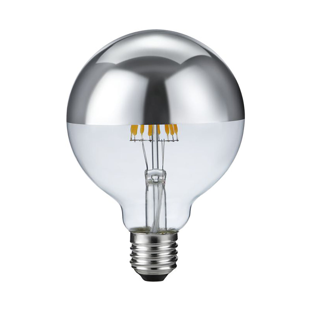 KOPFSPIEGEL LED RETROFIT – E27 / 7W / G95 – SILBER
