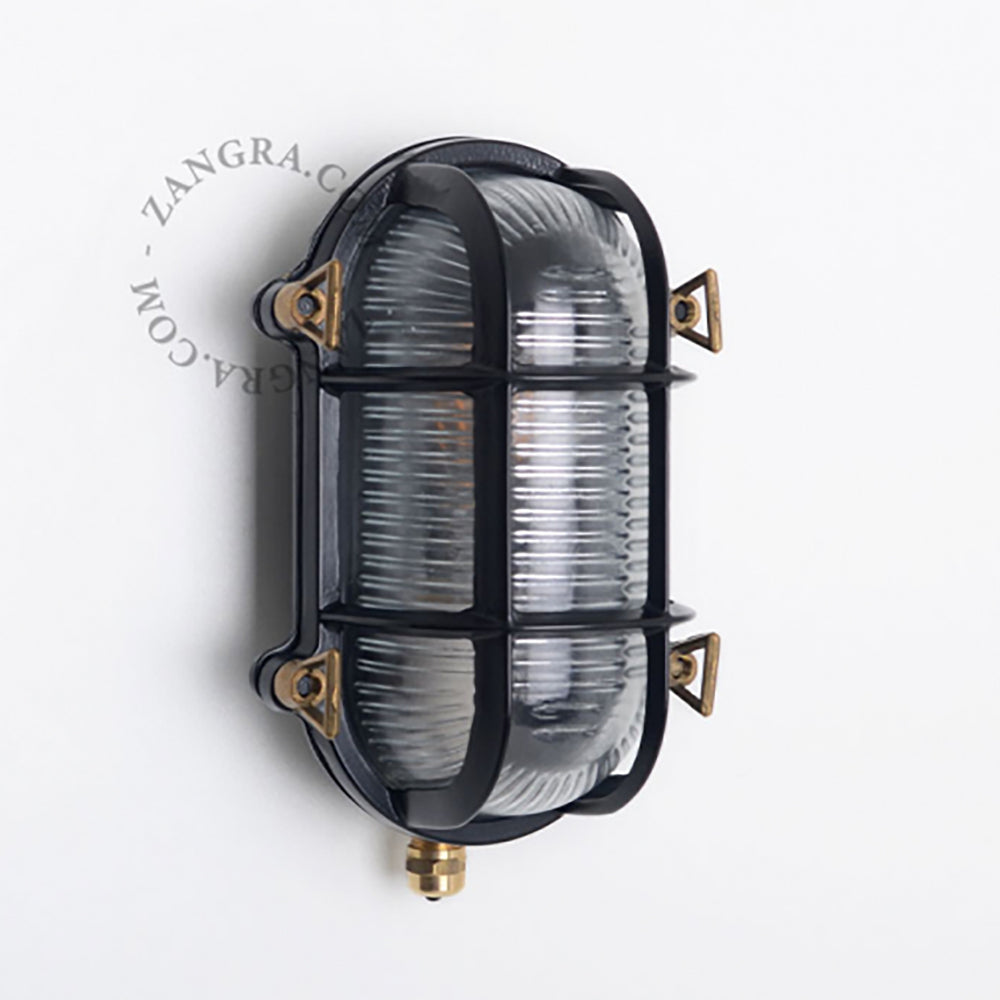 BULLAUGE OVAL SCHWARZES MESSING – WANDLEUCHTE GROSS (8477266247893)