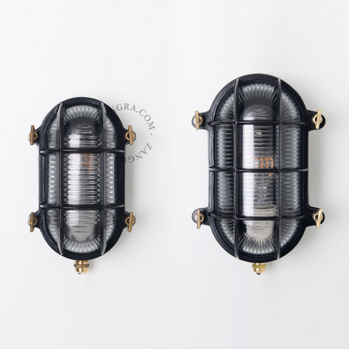 BULLAUGE OVAL SCHWARZES MESSING – WANDLEUCHTE GROSS (8477266247893)