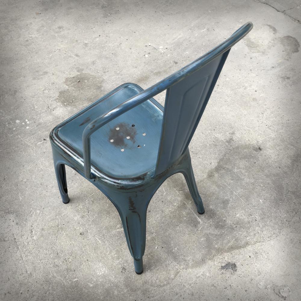 Tolix A Stuhl Raw Patiniert Blau