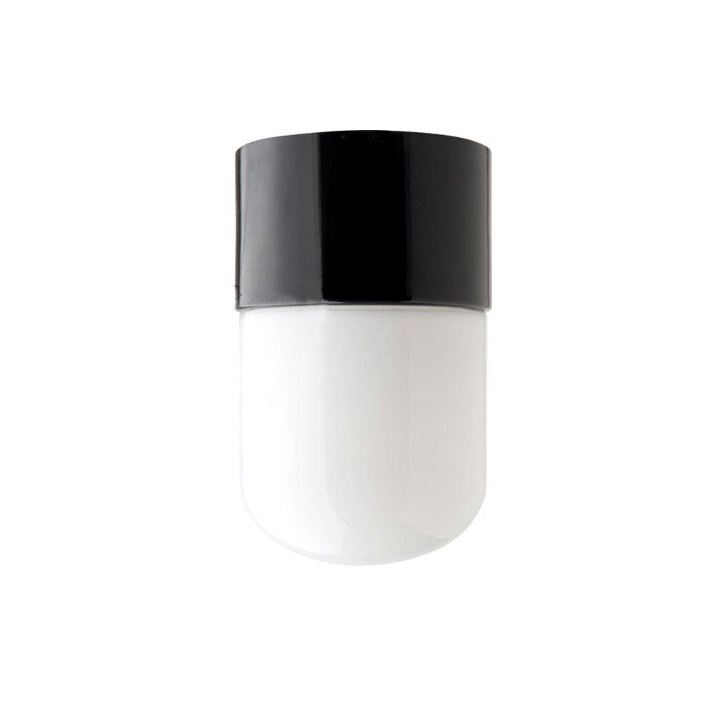 DECKENLEUCHTE 005 PORZELLAN SCHWARZ MIT GLAS IP54 - DAS_OBJEKT (7660944523477)