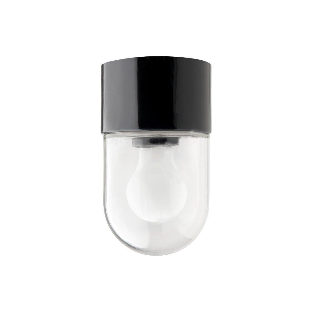 DECKENLEUCHTE 016 PORZELLAN SCHWARZ MIT GLAS IP54 - DAS_OBJEKT (4705028997201)