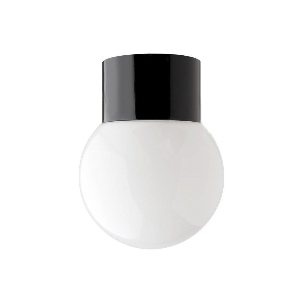 DECKENLEUCHTE 016 PORZELLAN SCHWARZ MIT GLAS IP54 - DAS_OBJEKT (4705028997201)